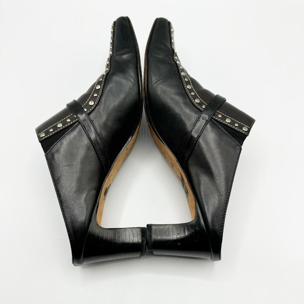 Brighton Tempe Heeled Mules Black Brown Leather Studded Western Size 7 - Picture 4 of 9